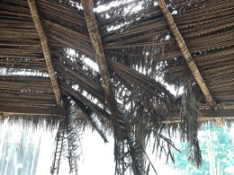 disrepair of roof of the Shuhu in Sete Estrallas Village